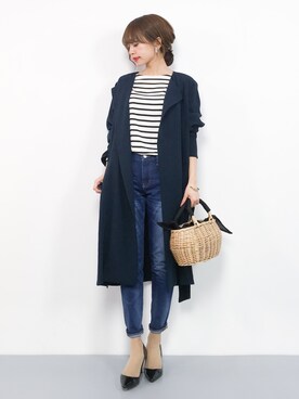 「NATURAL BEAUTY BASIC（ナチュラルビューティーベーシック）のアイテム（その他アウター）」を使った、erikoさん（レディース・152cm）の春コーディネート