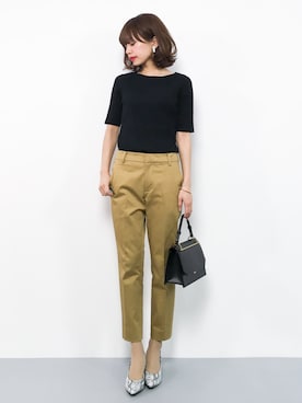 「salus（サルース）のアーモンドトゥ美脚ヒールパンプス（パンプス）」を使った、erikoさん（レディース・152cm）の春コーディネート