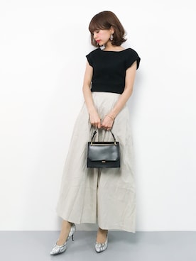 「salus（サルース）のアーモンドトゥ美脚ヒールパンプス（パンプス）」を使った、erikoさん（レディース・152cm）の春コーディネート