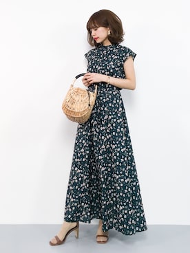 「アイテム（かごバッグ）」を使った、erikoさん（レディース・152cm）の春コーディネート