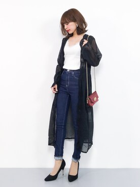 「Ungrid（アングリッド）のスカラップ刺繍ガウン（シャツ/ブラウス）」を使った、erikoさん（レディース・152cm）の春コーディネート