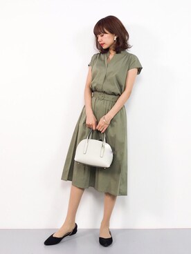 「NATURAL BEAUTY BASIC（ナチュラルビューティーベーシック）のアイテム（シャツワンピース）」を使った、erikoさん（レディース・152cm）の夏コーディネート