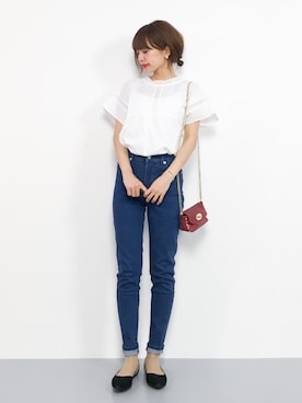 Global Work グローバルワーク の レーススタンドフリルブラウス半袖 シャツ ブラウス Wear