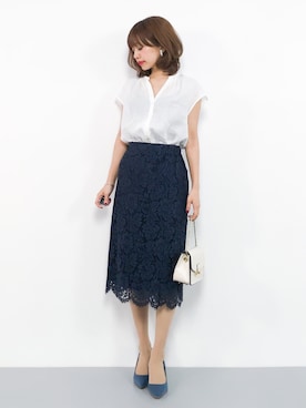 「アイテム（パンプス、ブルー系）」を使った、erikoさん（レディース・152cm）の夏コーディネート