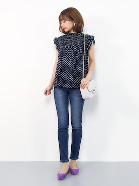 「PLAIN CLOTHING（プレーンクロージング）の【SALE!!】2way仕様！ダイヤ柄ステッチチェーンミニバッグ（ショルダーバッグ）」を使った、erikoさん（レディース・152cm）の夏コーディネート