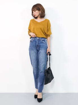 「マスタードイエロー」｜erikoさん（レディース・152cm）の夏コーディネート