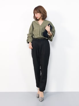 「flune（フリューン）の7.5cmヒール セパレートストラップパンプス（パンプス）」を使った、erikoさん（レディース・152cm）の夏コーディネート
