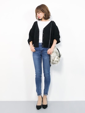 「スキニーデニム」｜erikoさん（レディース・152cm）の秋コーディネート