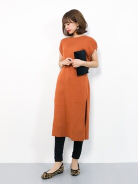 ワンピース ドレス オレンジ系 を使った 黒スキニー の人気ファッションコーディネート Wear