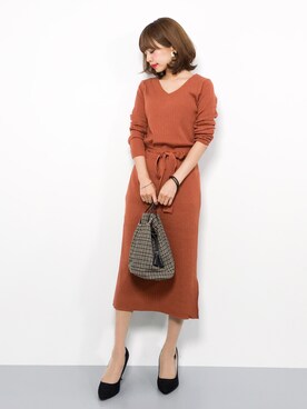 ワンピース ドレス オレンジ系 を使った 秋コーデ の人気ファッションコーディネート Wear