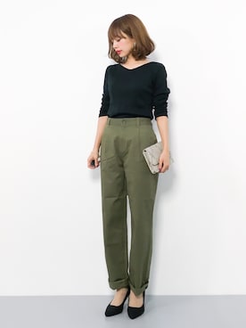 「アイテム（チノパンツ）」を使った、erikoさん（レディース・152cm）の秋コーディネート