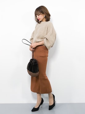 「アイテム（スカート）」を使った、erikoさん（レディース・152cm）の秋コーディネート