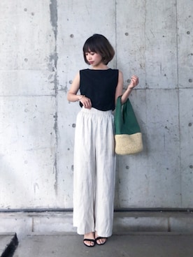「INTER FACTORY（インターファクトリー）のアイテム（パンツ）」を使った、erikoさん（レディース・153cm）の夏コーディネート
