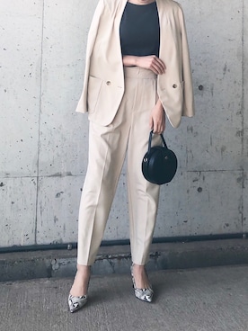 「アイテム（ノーカラージャケット）」を使った、erikoさん（レディース・152cm）の春コーディネート