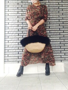 「ファーカゴバッグ」｜Fさん（レディース・158cm）の秋コーディネート