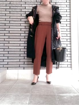 「秋のカフェオレコーデ」｜「アイテム（ナイロンジャケット）」を使った、Fさん（レディース・158cm）の秋コーディネート