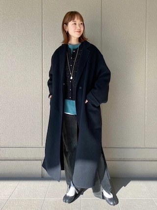 SLOBE IENA ハミルトン ダブルフェイスウールロングコート ネイビー SLOBE IENA ハミルトン ダブルフェイスウールロングコート