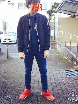 「クリスマス」｜「アイテム（MA-1）」を使った、Joeさん（メンズ・172cm）の冬コーディネート