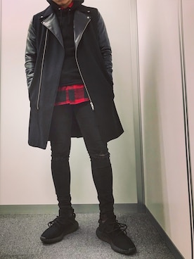 「DANKE SCHON（ダンケシェーン）のアイテム（ライダースジャケット）」を使った、Joeさん（メンズ・172cm）の秋コーディネート