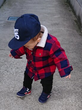 「GAP（ギャップ）のアイテム（ブルゾン）」を使った、shon34さん（キッズ・80cm）の冬コーディネート