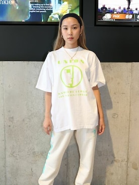 「UNION（ユニオン）のアイテム」を使った、UNION_STAFFSさん（レディース・162cm）の夏コーディネート