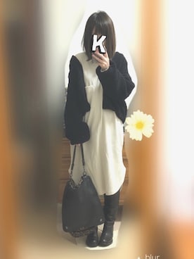 「Another Edition（アナザーエディション）のアイテム（ノーカラージャケット）」を使った、Kaya→さん（レディース・161cm）の冬コーディネート