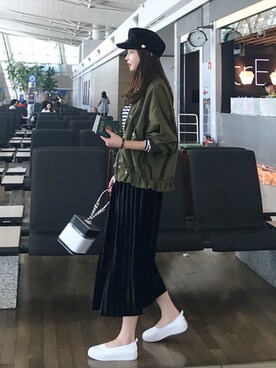 Airport キャスケット帽を使ったレディース人気ファッションコーディネート Wear