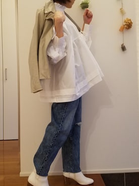 「NANO universe（ナノユニバース）のアイテム（ライダースジャケット）」を使った、chibi40さん（レディース・153cm）の冬コーディネート
