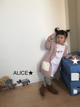 ALICE★さんの「ボアポケット付き長袖ロングカーディガン」を使ったコーディネート