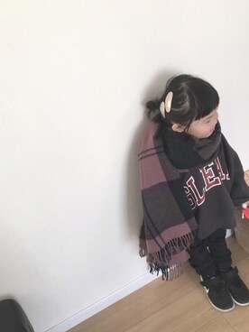 「devirock（デビロック）のアイテム（チノパンツ）」を使った、ALICE★さん（キッズ・90cm）の秋コーディネート