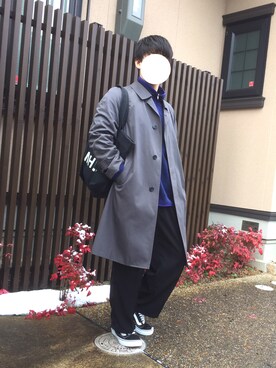 「パタゴニア」｜「アイテム（ステンカラーコート）」を使った、ニャッキさん（メンズ・169cm）の冬コーディネート
