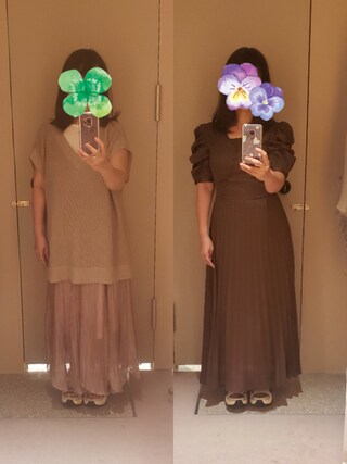 新品未使用　スナイデル♡サテンパフスリーブワンピース　ブラウン SNIDEL（スナイデル）の「サテンパフスリーブワンピース