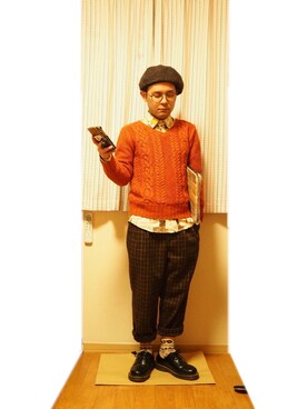 「Orobianco（オロビアンコ）のアイテム（帽子）」を使った、MUNEMASAさん（メンズ・160cm）の冬コーディネート