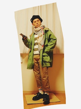 「アイテム（チノパンツ）」を使った、MUNEMASAさん（メンズ・160cm・20代）の春コーディネート