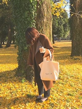 「6（ロク）の＜6(ROKU)＞REVER SEWING GOWN COAT/ｺｰﾄ（その他アウター、グリーン系）」を使った、なほさん（レディース）の冬コーディネート