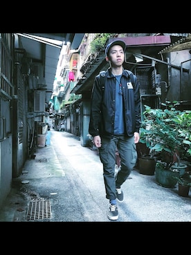 「Carhartt（カーハート）のアイテム（テーラードジャケット）」を使った、JIAN_JHIHさん（メンズ・172cm）の夏コーディネート