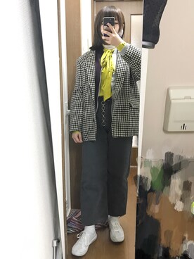 「M.Y.O.B（エム.ワイ.オー.ビー）のアイテム（パンツ）」を使った、Asuka🌝さん（レディース・157cm）の冬コーディネート