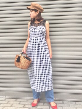 「フレンチカジュアル」｜「アイテム（キャスケット）」を使った、iori0319さん（レディース・161cm）の夏コーディネート