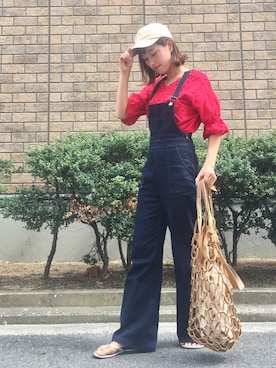 「BBQ」｜「アイテム（サロペット/オーバーオール）」を使った、iori0319さん（レディース・161cm）の夏コーディネート