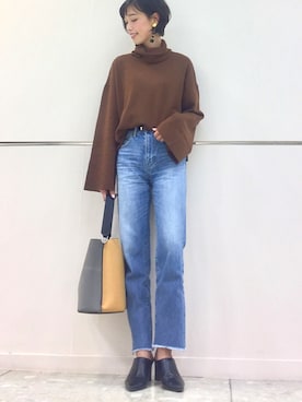 「ボリュームニット」｜「アイテム（ブーティ）」を使った、iori0319さん（レディース・161cm）の秋コーディネート