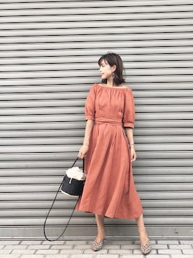 ワンピースを使った オレンジブラウン のレディース人気ファッションコーディネート Wear