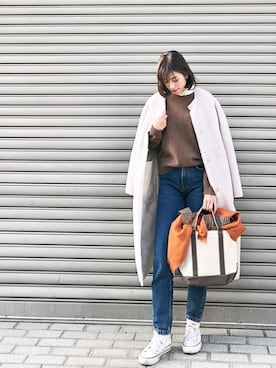 「CONVERSE（コンバース）の【CONVERSE】ALLSTAR OX（スニーカー）」を使った、iori0319さん（レディース・161cm）の冬コーディネート