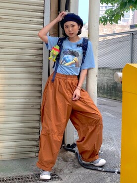 「アイテム（チノパンツ、オレンジ系）」を使った、太元🤍🇹🇼さん（レディース・161cm）の秋コーディネート