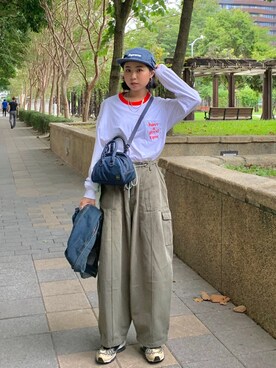 「Have a good time（ハバグッタイム）のアイテム（Tシャツ/カットソー）」を使った、太元🤍🇹🇼さん（レディース・161cm）の秋コーディネート