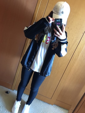 「H&M（エイチ・アンド・エム）のアイテム（ナイロンジャケット）」を使った、いづこさん（レディース・162cm）の春コーディネート