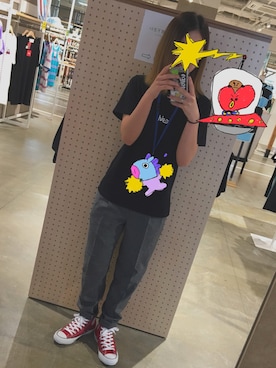 「allstar」｜「アイテム（Tシャツ/カットソー）」を使った、いづこさん（レディース・162cm）の夏コーディネート