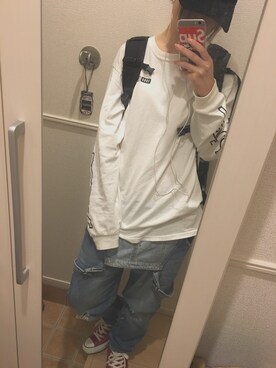 「オールスター」｜「アイテム（サロペット/オーバーオール）」を使った、いづこさん（レディース・162cm）の秋コーディネート
