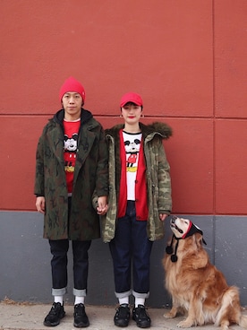 「AAのアイテム」を使った、大米放点盐さん（レディース・168cm）の冬コーディネート