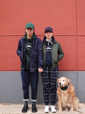 「AAのアイテム」を使った、大米放点盐さん（レディース・168cm）の冬コーディネート