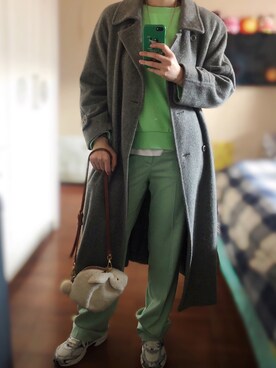 「VINTAGE（ヴィンテージ）のアイテム（ダッフルコート）」を使った、大米放点盐さん（レディース・168cm）の冬コーディネート